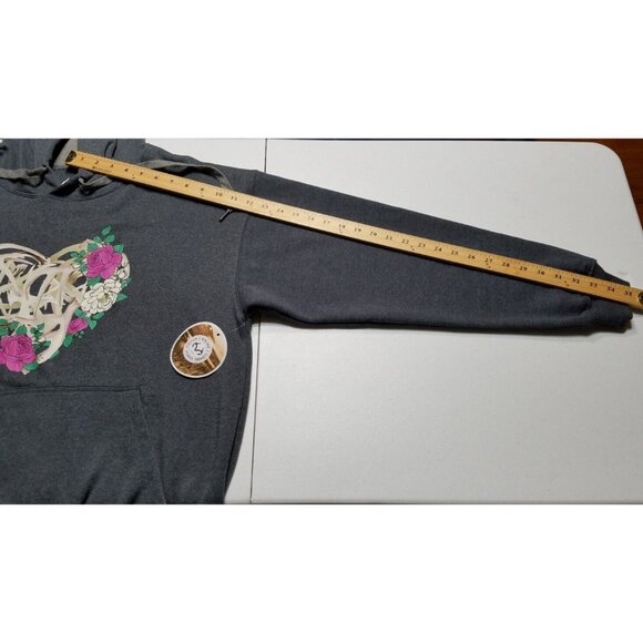 Realtree Long Sleeve Gray Deer Antlers Floral Graphic Hoodie Women's Size Large - Picture 9 of 15